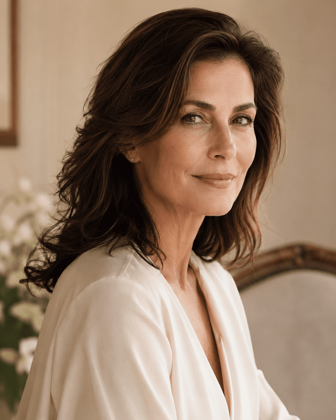 Refined woman in soft natural light, side profile suggesting considered facial structure