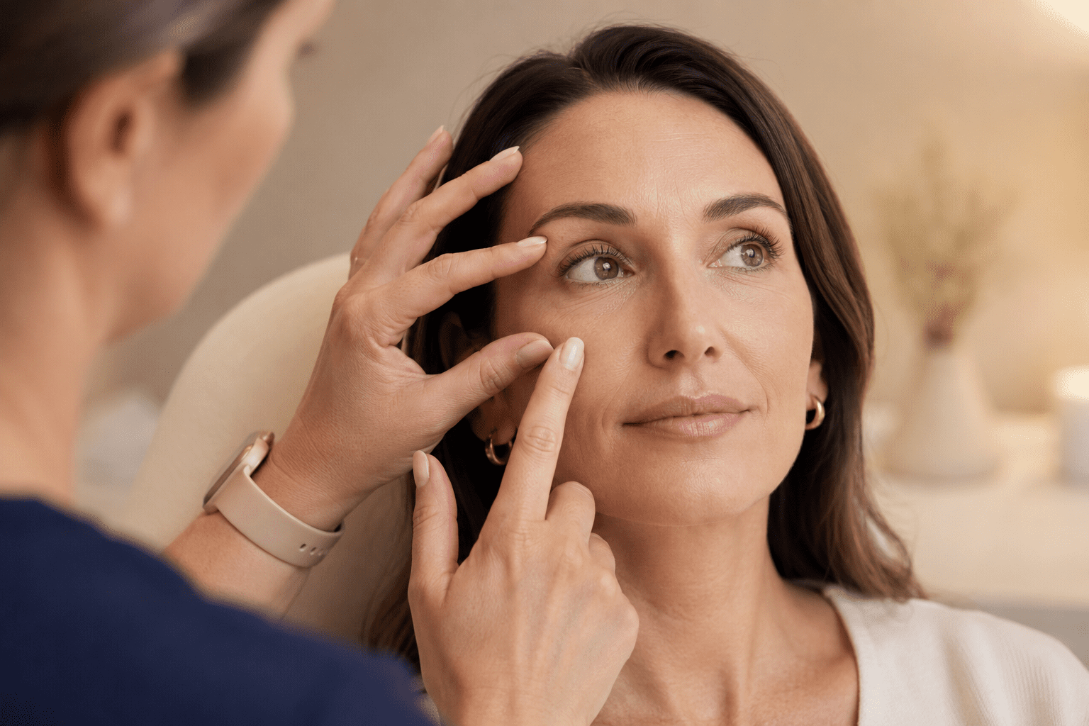 Detail of the under-eye region showing volume and skin texture considerations